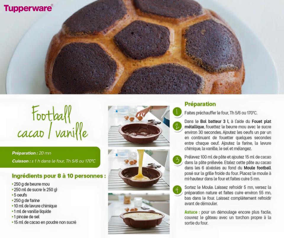 Recette : gâteau football cacao/vanille